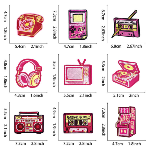 oly-4b8054a510bd2459813ee0cac8b30b31 Wholesale Trendy Pink Retro Record Player Game Console Embroidered Patch for Shoes Hats Boutique Gift