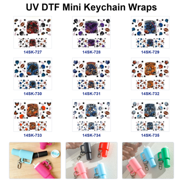 oly-4b81b36f2cb6e19da8db4062078623e9 Wholesale 2/4/8pcs Vintage Football Team Print Mini Cup Keychain Sticker OLY Exclusive