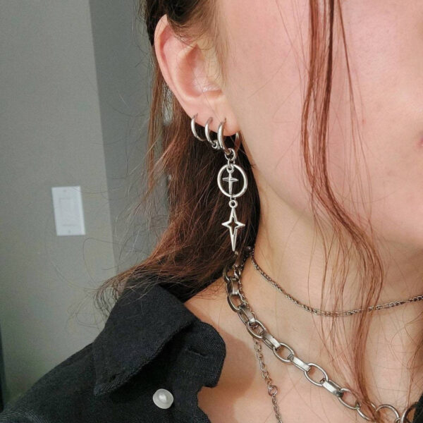 oly-4b9747d276ef950c4a70fcdf320f4ad1 Wholesale Alloy Cross Star Earrings Y2K Punk Style Fashion Jewelry for Women Party Wear