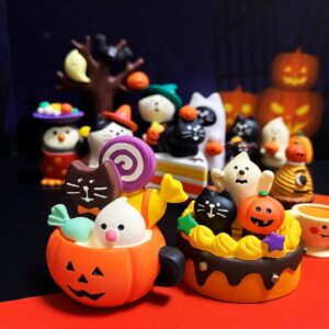 Wholesale Resin Halloween Miniature Scene Decor Clown Cat Pumpkin Design Gift for Home Decor