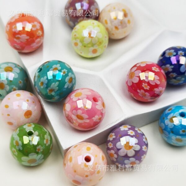 oly-4bb5886f8e3c275398e72e4c2544e2df Wholesale Chic Acrylic Flower Printed Beads 16mm Pink for DIY Phone Chain Keychain Bag Charm Accessory