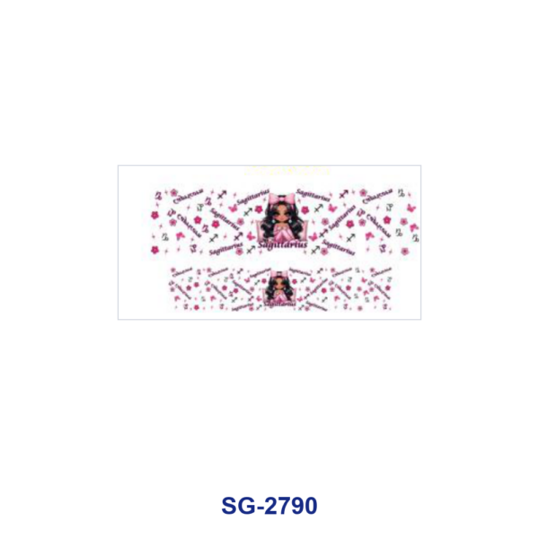 Wholesale 8pcs Zodiac Pink Cartoon Girl Print 3oz Cup Stickers Wrap