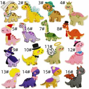 Dinosaur cloth patch set 16 pieces