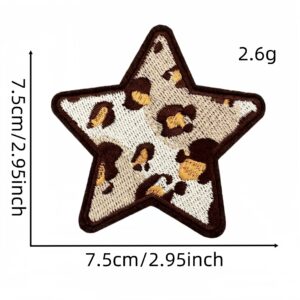 Large leopard print five-pointed star cloth patch 1#