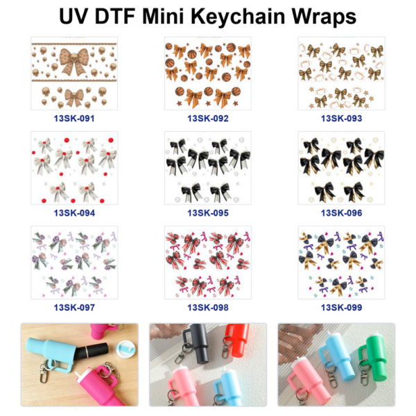 oly-4bc378b4a20a414e5020e89214bab0ce Wholesale 8pcs Trendy Bow Charm Mini Cup Keychain Sticker