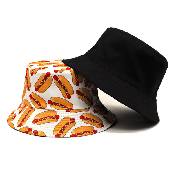 Wholesale Hot Dog Pattern Fisherman Hat Double Sided Outdoor Sun Hat with Short Brim Trendy Fashion Accessory