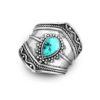 Wholesale Bohemian Teardrop Turquoise Irregular Ring, Alloy Electroplated Jewelry Accessory for Wedding Gift