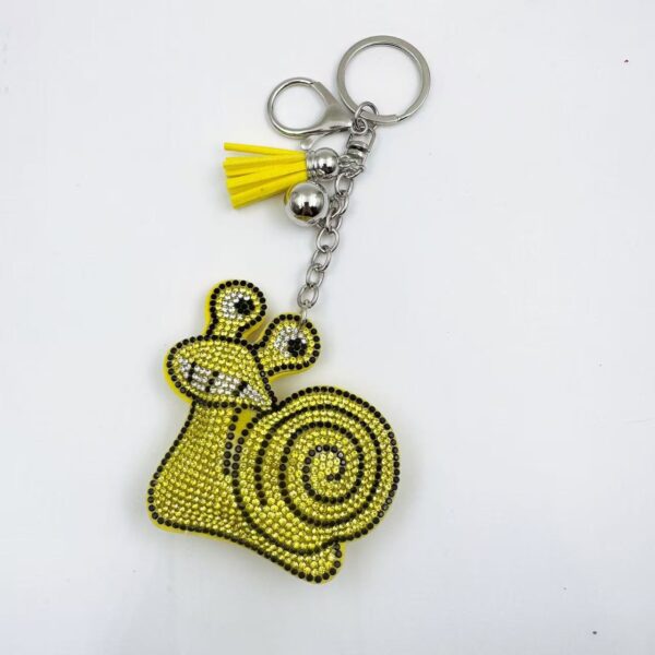 Wholesale Yellow Rhinestone Cartoon Snail Keychain Fashion Decorative Accessory