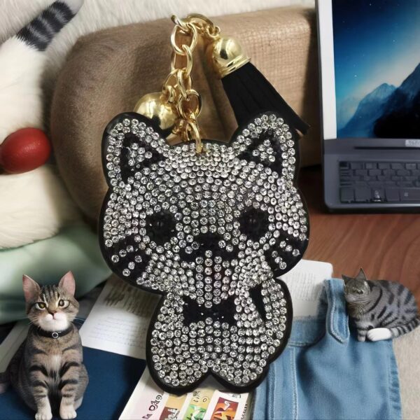 oly-4c355c56ff33bdcdeac2c6443619fbcb Wholesale Cat Rhinestone Keychain Bag Charm Tassel Wedding Gift Resale Accessory