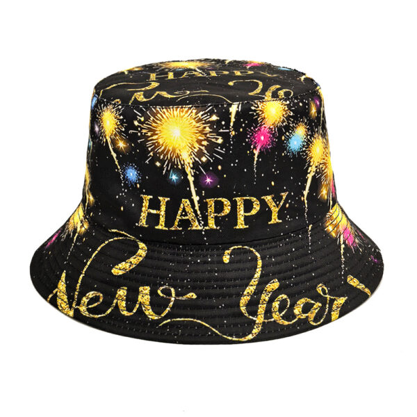 Wholesale Happy New Year Pattern Bucket Hat for Everyday Sun Protection