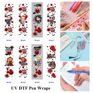 Wholesale 2/8/16pcs UV DTF Stickers Horror Doll and Pumpkin Bat Print Pen and Bookmark Stickers OLY Exclusive