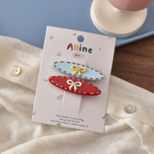21# blue and red oval dotted bow-2 piece set