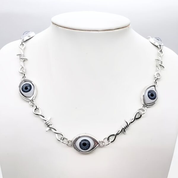 oly-4c7e7e3dd62f83ebdd2c034f05d1a299 Wholesale Zinc Alloy Snake Bone Chain Necklace with Blue Eye Pendant Halloween Punk Style Jewelry Accessory for Everyday Wear