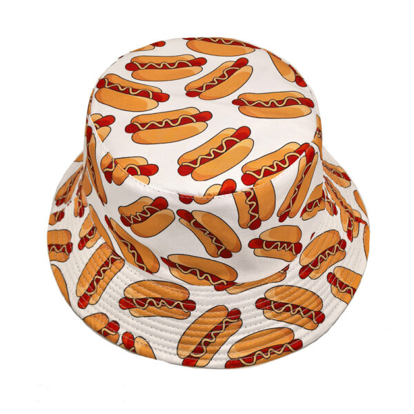 Wholesale Hot Dog Pattern Fisherman Hat Double Sided Outdoor Sun Hat with Short Brim Trendy Fashion Accessory