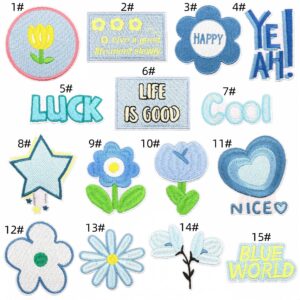 Blue series cloth patch set of 15 pieces