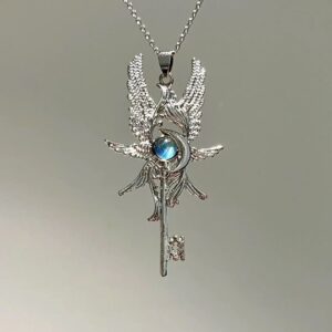 oly-4cf8c6d8d7bf8d46926df4e2cf48aeb4 Wholesale Vintage Angel Wing Pendant Necklace Moonlight Gem Fashion Jewelry Accessory Boutique Resale