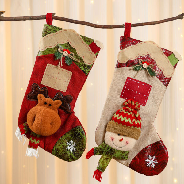 Wholesale European Style Cartoon Christmas Stocking, Polyester Three Dimensional Patchwork Hanging Decoration for Holiday Gift
