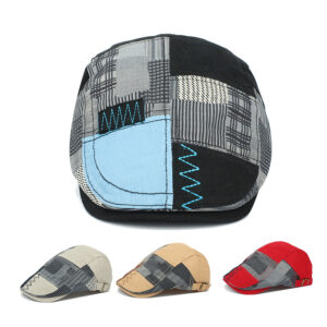 oly-4d05e4247f7496935e3f99e8923849c8 Wholesale Black Spliced Plaid Forward Cap with Embroidery for Casual Summer Wear