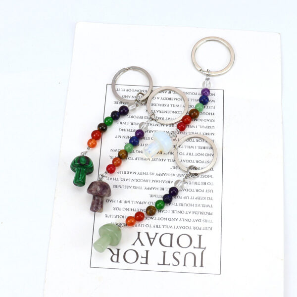 oly-4d198b52a7974b6969f666fa22ab4112 Wholesale Pastoral Style Crystal Bead Mushroom Keychain Car Key Accessory Gift