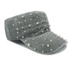 oly-4d2609911b878e33e2ab8f1bc46c331d Wholesale Grey Flat Top Hat with Dot Rivets Adjustable Casual Cap for Outdoor Sun Protection
