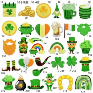 Green cloth patch set 32 pieces