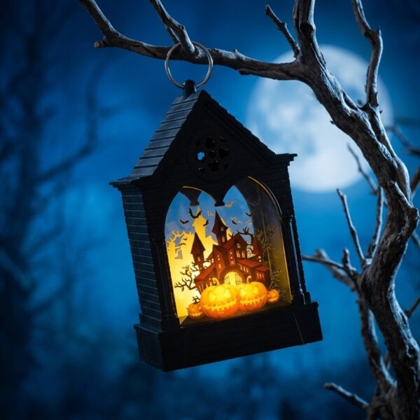 Wholesale Plastic Halloween LED Wind Lantern Castle Design Electronic Candle Party Decor