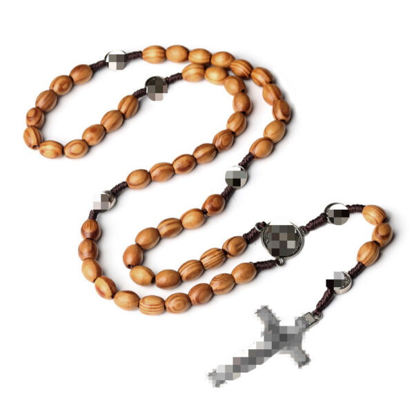 oly-4d7bc197815850625d73b3fb78cbd133 Wholesale Handwoven Wooden Bead Rosary Cross Necklace Fashion Jewelry Accessory Gift Boutique