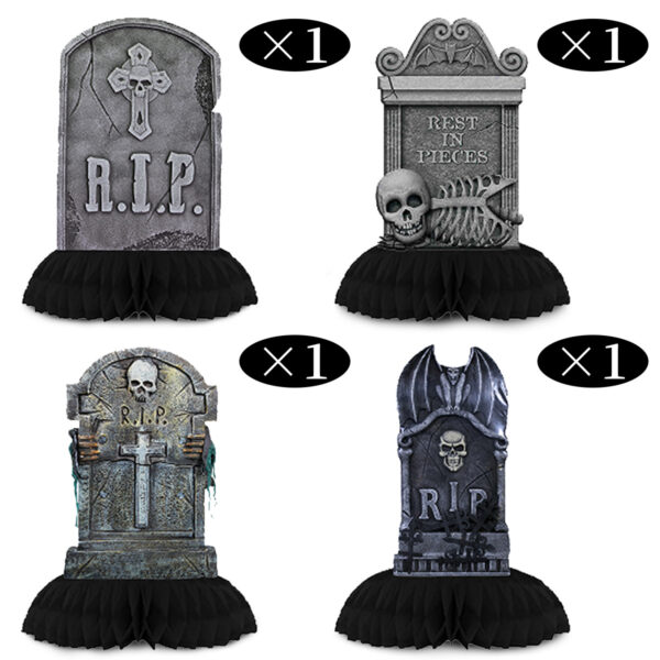 Wholesale Halloween Tombstone Honeycomb Ornaments 4 Pack Paper Party Decor