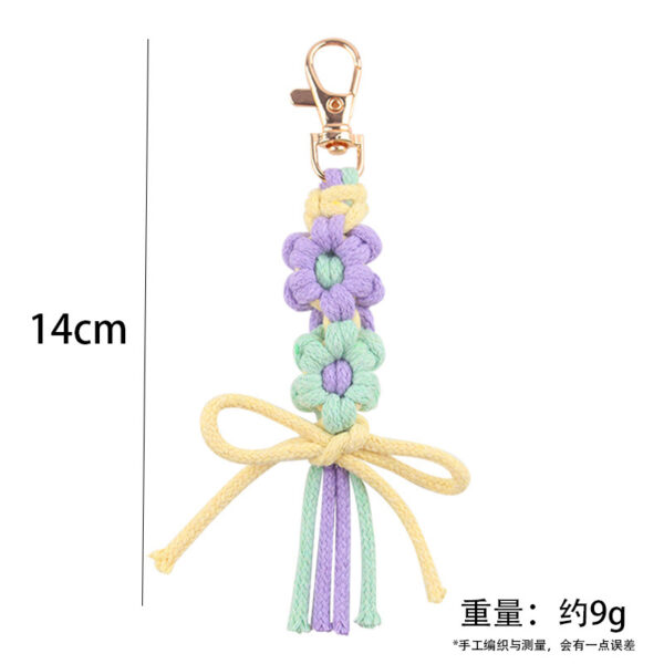oly-4d9afa4530f628259b9e0c65e8b684fa Wholesale Korean Style Handmade Crochet Flower Keychain Bag Charm Cotton Rope Car Key Accessory Gift
