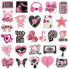 Wholesale Trendy Embroidered Patch Set 27 Pieces Black Pink Skull Heart Butterfly Decorative Accent for DIY Clothing Bag