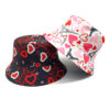 Wholesale Black Heart Pattern Fisherman Hat Sunscreen Casual Gift