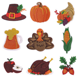 Wholesale Thanksgiving Embroidered Iron-On Patch Pumpkin Turkey Beer Design Fashion Accessory Gift