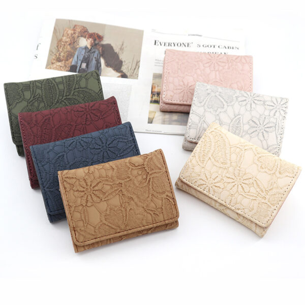 oly-4dd27bd4926b6b8b6083089cf34b181e Wholesale PU Tri-fold Wallet Retro Lace Floral Pattern Chic Everyday Card Coin Purse for Women
