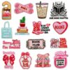 Wholesale Decorative Book Sticker Set - 15 Pieces Pink Reading Theme Embroidered Patches for DIY Craft, Clothing, Bag Accessory