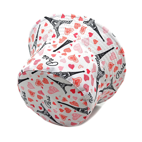oly-4e0f6ac2c2752fd08fd3e85723e8b7d8 Wholesale Digital Print Fisherman Bucket Hat Love Tower Pattern Sun Hat Casual Fashion Accessory