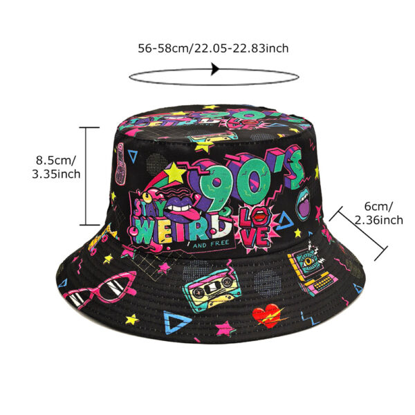 oly-4e18146ad0b27ec6e6179ed7bce5b1a9 Wholesale 80s 90s Retro Graffiti Bucket Hat Double Sided Fashion Accessory for Party