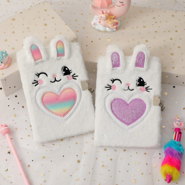 oly-4e42c6113ce9adc165aeecb169124797 Wholesale Plush Cartoon Rabbit Diary Notebook for Kids Cute Daily Journal Gift