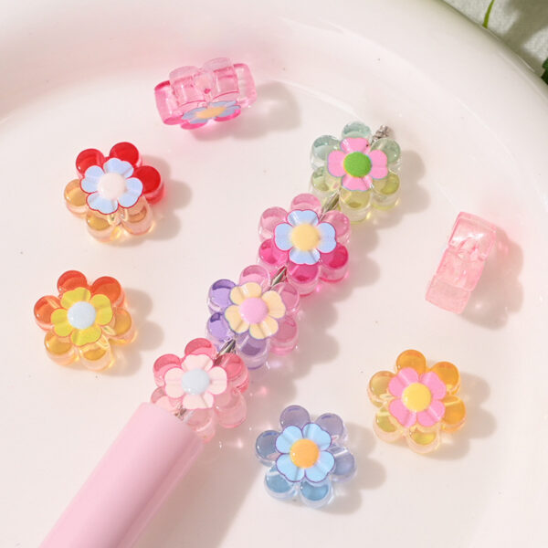 oly-4e638fadf5ffd4721b5c9986a91d95ce Wholesale Cute Flower Transparent Acrylic Beads for DIY Phone Chain Bag Charm Mixed Colors Fashion Accessories