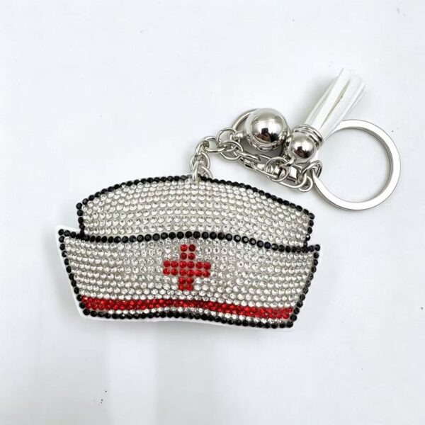 Wholesale Rhinestone Nurse Ambulance Keychain Stylish Medical Bag Charm Key Ring for Car Key Accessory Boutique Gift