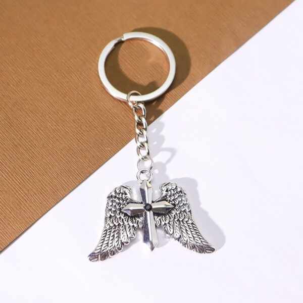 oly-4e92eb3d1a7a22616a33cfdace3a22ef Wholesale Punk Vintage Angel Wings Cross Keychain Pendant, Zinc Alloy Fashion Accessory for Bags