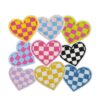 oly-4e9b570ebb4f15d0428a02c562273827 Wholesale Plaid Love Heart Embroidery Applique Patch Fashion Accessory for Headwear Boutique Resale