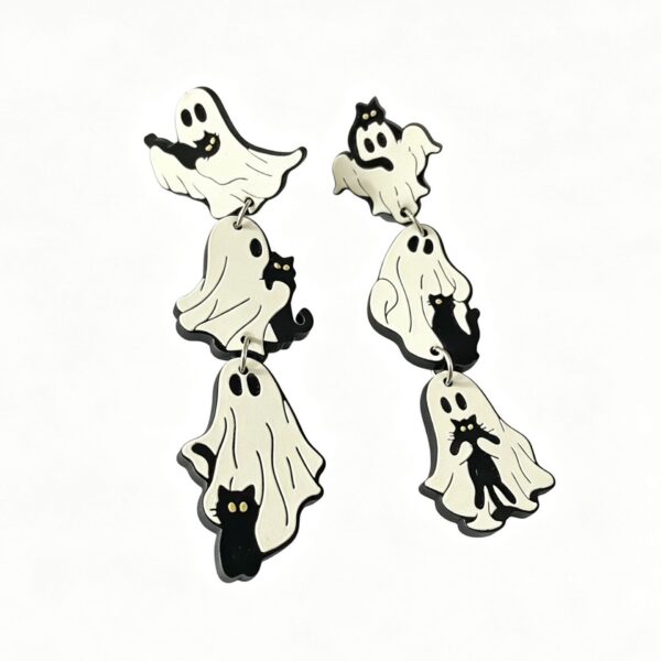oly-4eda66b884cda782e4e63081f80c2cca Wholesale Cute Halloween Ghost Black Cat Acrylic Earrings Fashion Accessory for Party Boutique Resale
