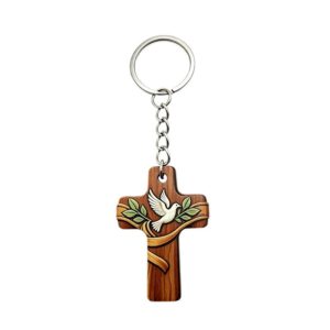 oly-4edb5b53fb4721eaea028303728f70a4 Wholesale Handmade Wooden Cross Keychain Cartoon Design Party Favor Car Key Accessory