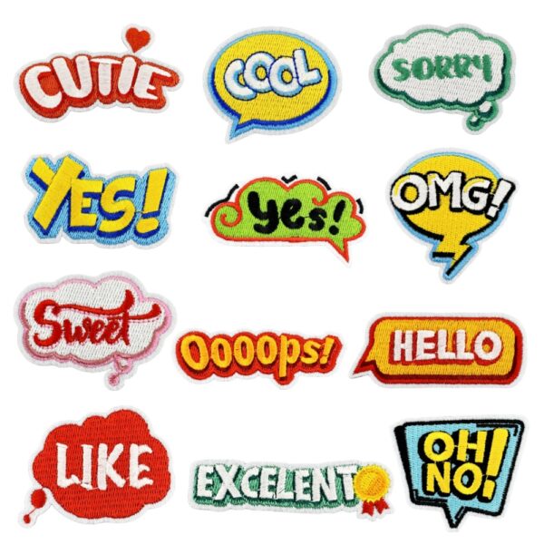 oly-4f017ef3304a5643f9cc2f936b6df993 Wholesale Polyester Thread Embroidered Patch English Letter Decorative Sticker for Fashion Accessory