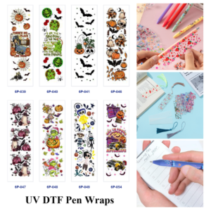 Wholesale 2/8/16pcs UV DTF Stickers Halloween Pumpkin Ghost Bat Print Pen and Bookmark Stickers OLY Exclusive