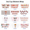 Wholesale 8pcs Cartoon Valentine Heart Print 3oz Cup Stickers Wrap OLY Exclusive