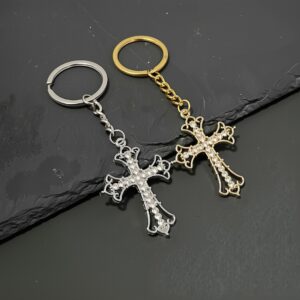 Wholesale Vintage Cross Keychain Gold Metal Decorative Car Key Accessory Gift for Party