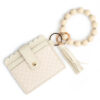 Wholesale Trendy Woven PU Keychain with Silicone Beads Fashion Bag Charm for Business Gift or Boutique Resale