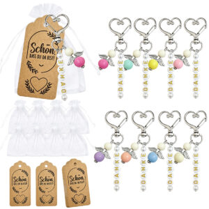 A set of 8 each (1 keychain each in single color + 7*9 gauze bag + card)