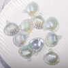 Wholesale Acrylic Scallop Beads Blue UV Plated for DIY Phone Chain Craft Supply